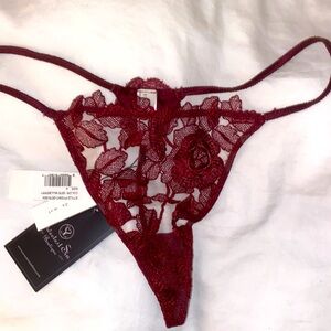 Fleur du Mal Rose Embroidery Thong